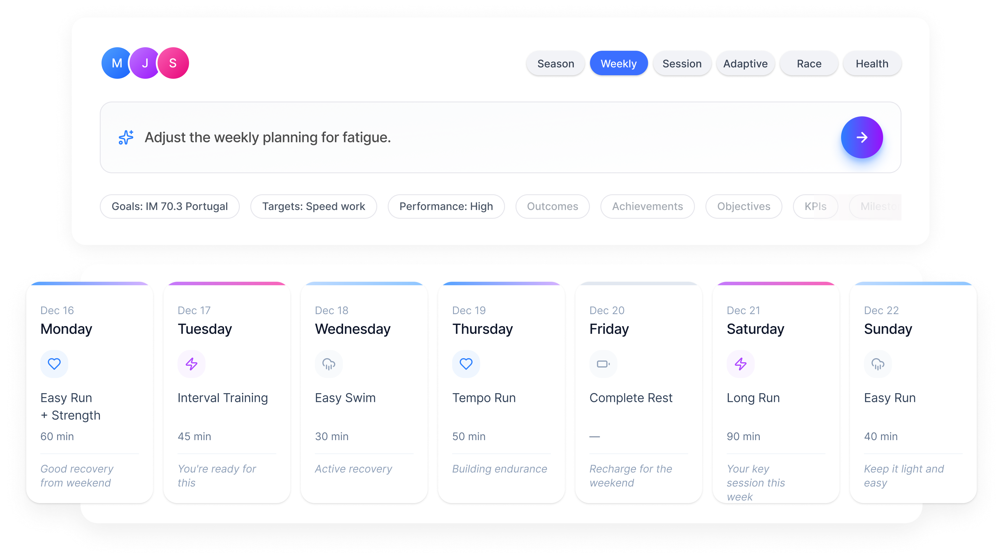 Horizon Coach interface demonstration 3