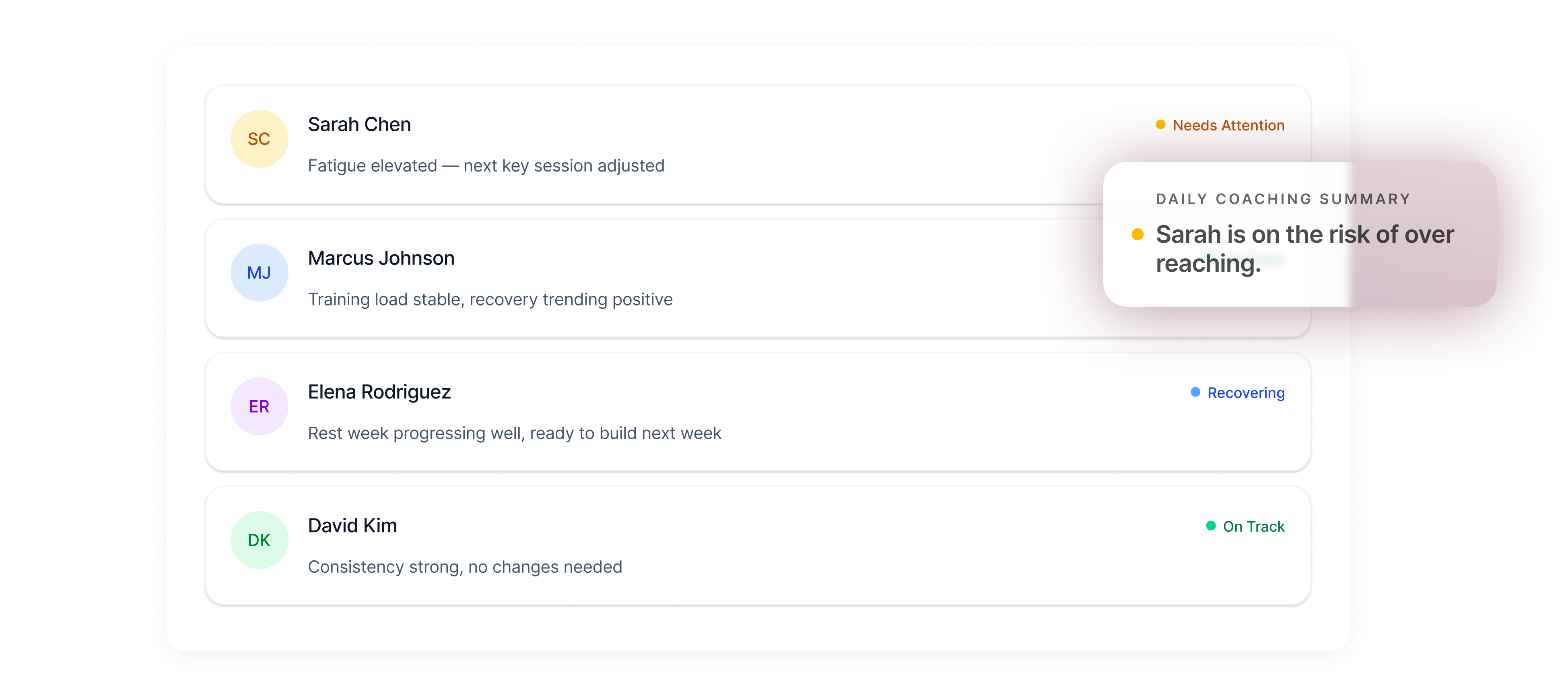 Horizon Coach interface demonstration 5